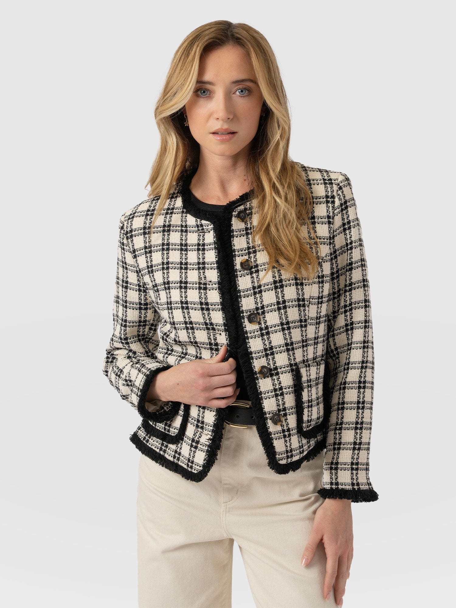 Ashby Jacket - Black/White Check - Women's Jackets | Saint + Sofia® USA